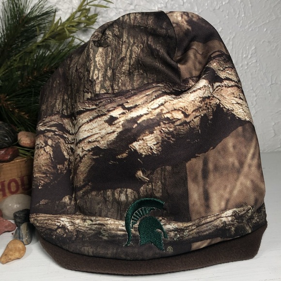 MSU Camo Reversible Hat Fleece Beanie MSU Spartan Unisex Brown Camo w/ Spartan - Picture 3 of 11